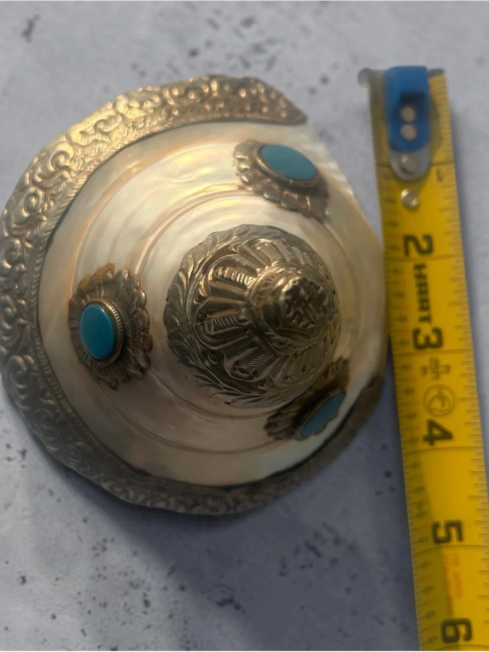 Vintage Tibetan Himalayan Pearl Shell Vessel